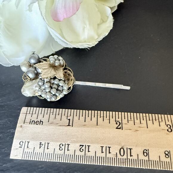Bridal Hair Pins Grey Silver Beaded Mirium Haskel Vintage Inspired Wedding Glam - Picture 5 of 7